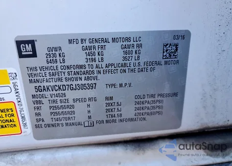 2016 Buick Enclave из США, поврежденный, VIN 5GAKVCKD7GJ305397